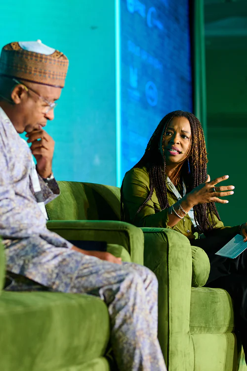 Lola Masha speaking during a panel conversation