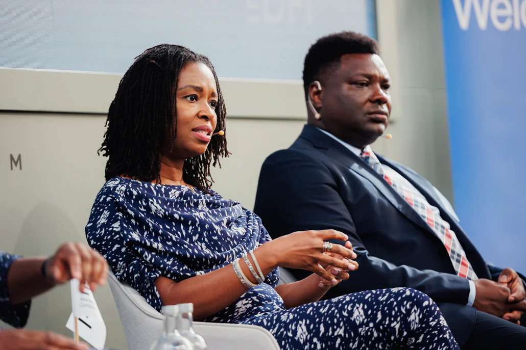 Lola Masha on a panel at the EDFI Conference in Brussels